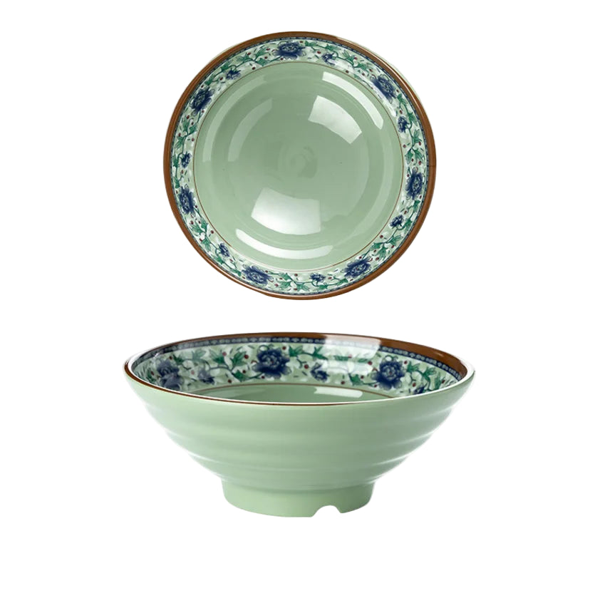Hand-Painted Noodle Bowls – Large, Medium, Small Ramen, Pho & Soup Bowl Set in Brown, Blue, Green, Yellow