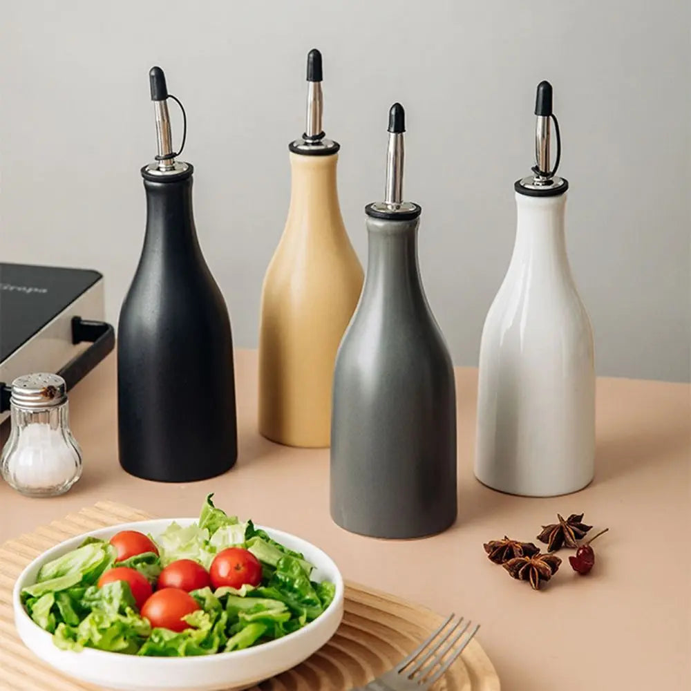 Foundry Ceramic Oil & Vinegar Bottle – Kitchen Pourer for Olive Oil, Vinegar & Cooking Oils
