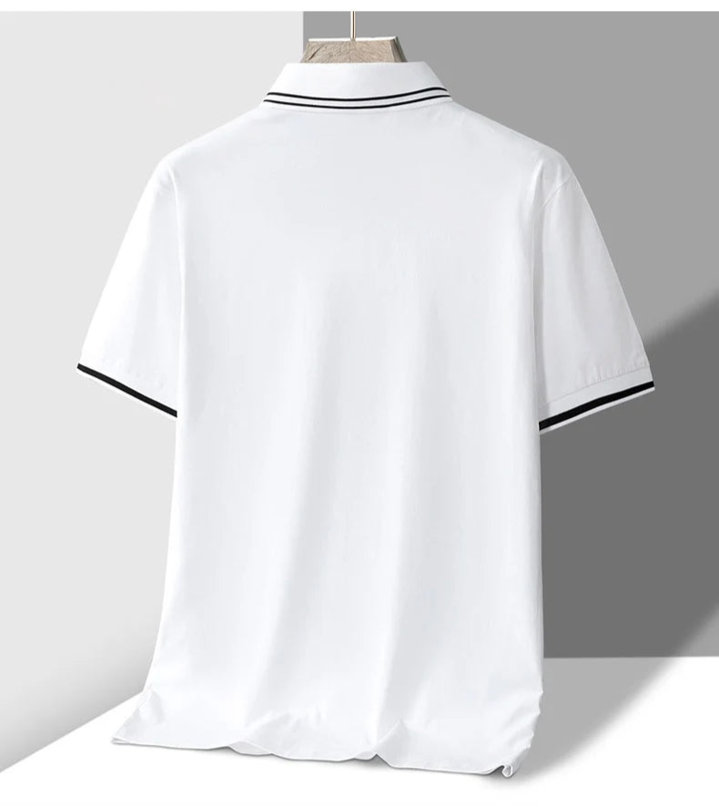 Men’s Short Sleeve Polo Shirt with Collar – Casual Cotton T-Shirt for Summer in White, Black, Grey or Green – Smart Fit Top