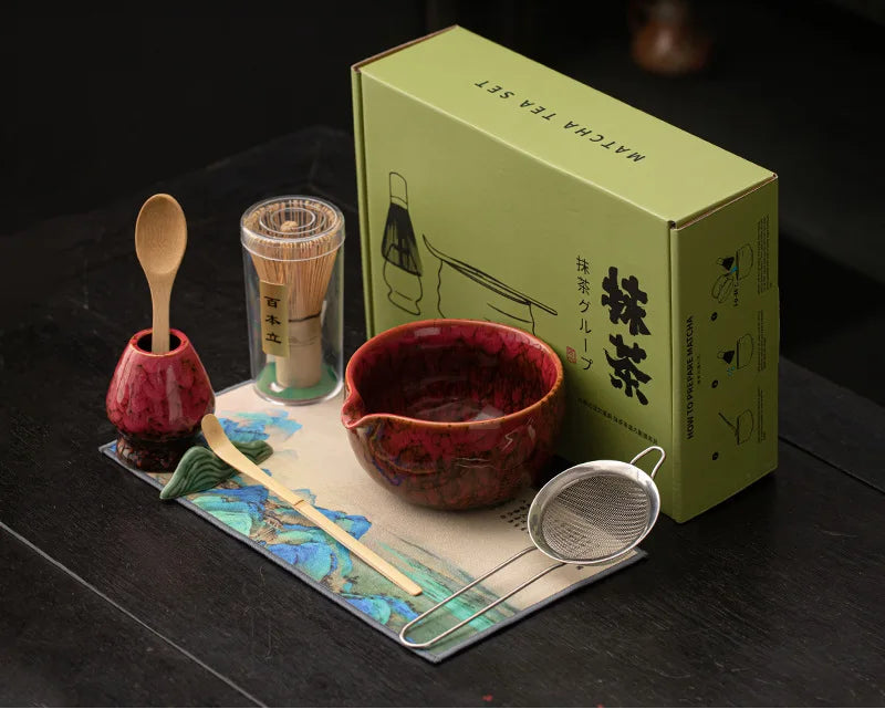 Kiyora 8 Piece Japanese Matcha Tea Set – Traditional Matcha Gift Set with Bowl, Bamboo Whisk and Accessories