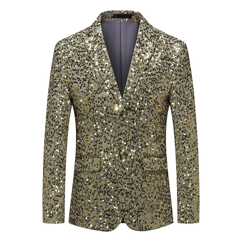Rivaro Men’s Sequin Event Jacket – Single-Breasted Shawl Lapel Evening Blazer for Parties & Occasions