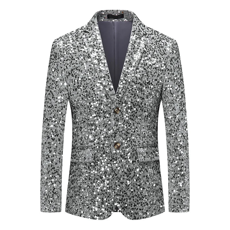 Rivaro Men’s Sequin Event Jacket – Single-Breasted Shawl Lapel Evening Blazer for Parties & Occasions