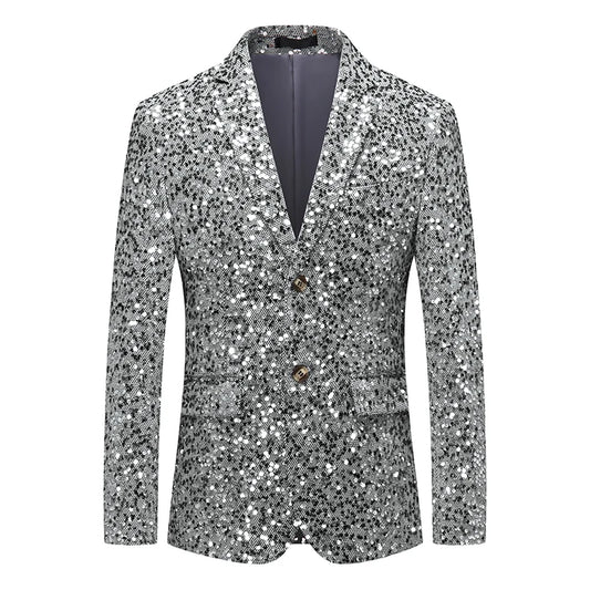 Rivaro Men’s Sequin Event Jacket – Single-Breasted Shawl Lapel Evening Blazer for Parties & Occasions