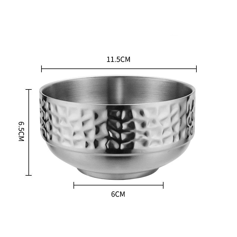 Stainless Steel Double Wall Rice Bowl – Heat Resistant Soup, Ramen & Salad Bowl for Kitchen Dining