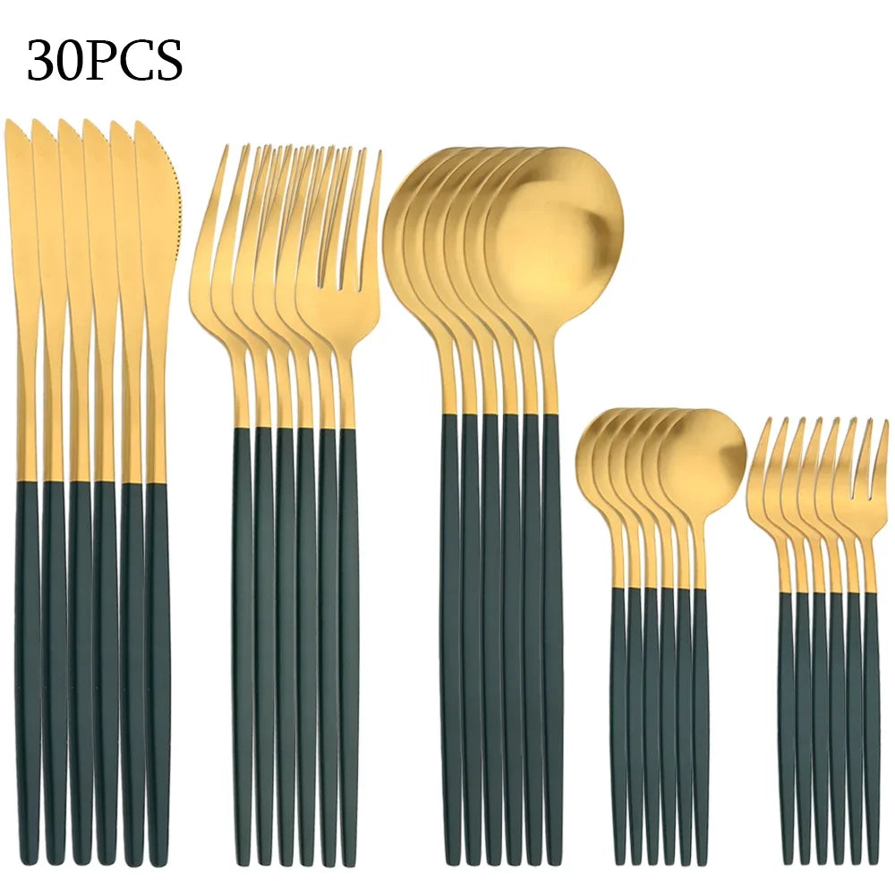 Avelion Cutlery Set 30 Piece – Stainless Steel Knife Fork Spoon Dining Tableware Set