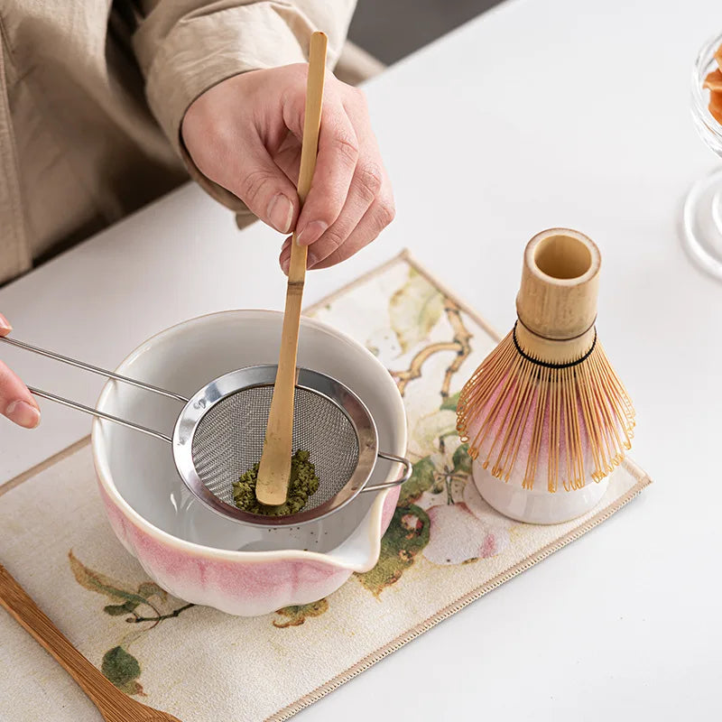 Sakura Bloom Japanese Matcha Tea Set – 8-Piece Matcha Bowl and Whisk Set with Scoop, Strainer & Holder for Traditional Matcha Making