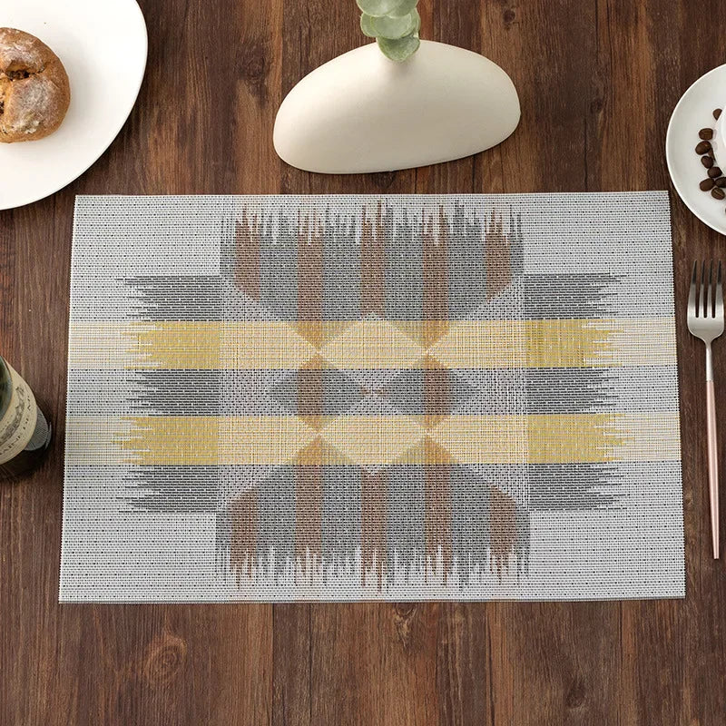 Modern Stripe Woven Placemats – 2/4/6 Piece Set Heat Resistant Table Mats for Dining Table Setting