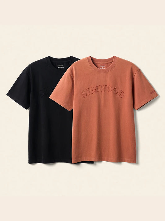 Men’s Embroidered Logo T-Shirt – 260gsm Relaxed Fit Tee in Orange & Black
