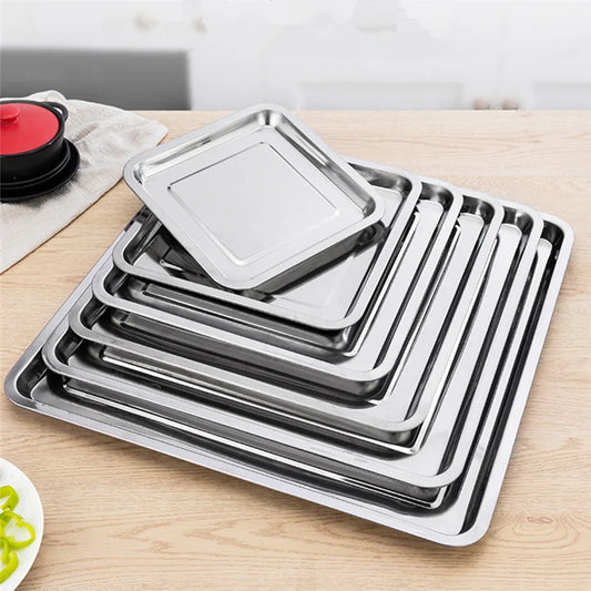 Stainless Steel Square Baking Tray – Heavy Duty Oven Roasting Pan