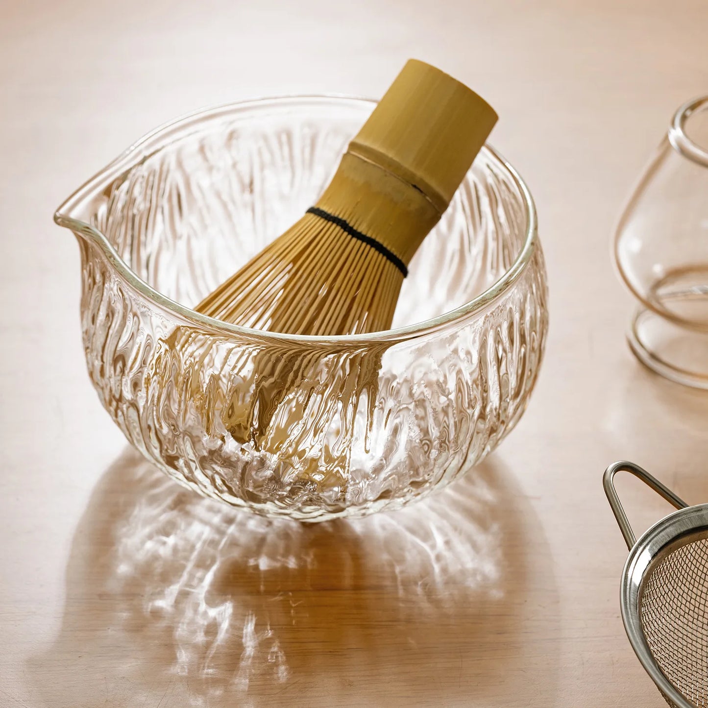 Kōrin Glass Matcha Tea Set – 7 Piece Matcha Bowl Set with Bamboo Whisk, Scoop, Strainer and Holder