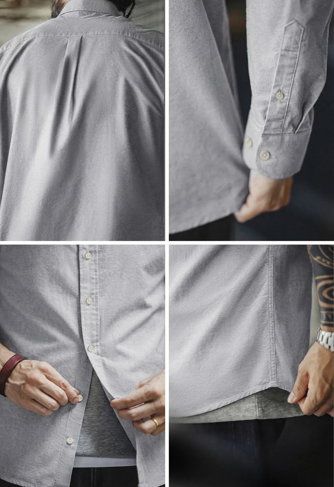 Bexley Men’s Oxford Grandad Collar Shirt – Long Sleeve Button-Up Cotton Casual Smart Shirt with Chest Pocket