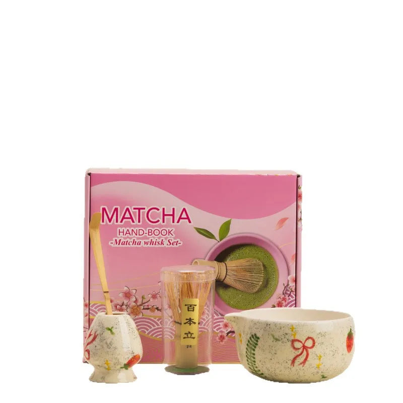 Winter Ribbon Japanese Matcha Set – Ceramic Matcha Bowl & Bamboo Whisk Matcha Gift Kit