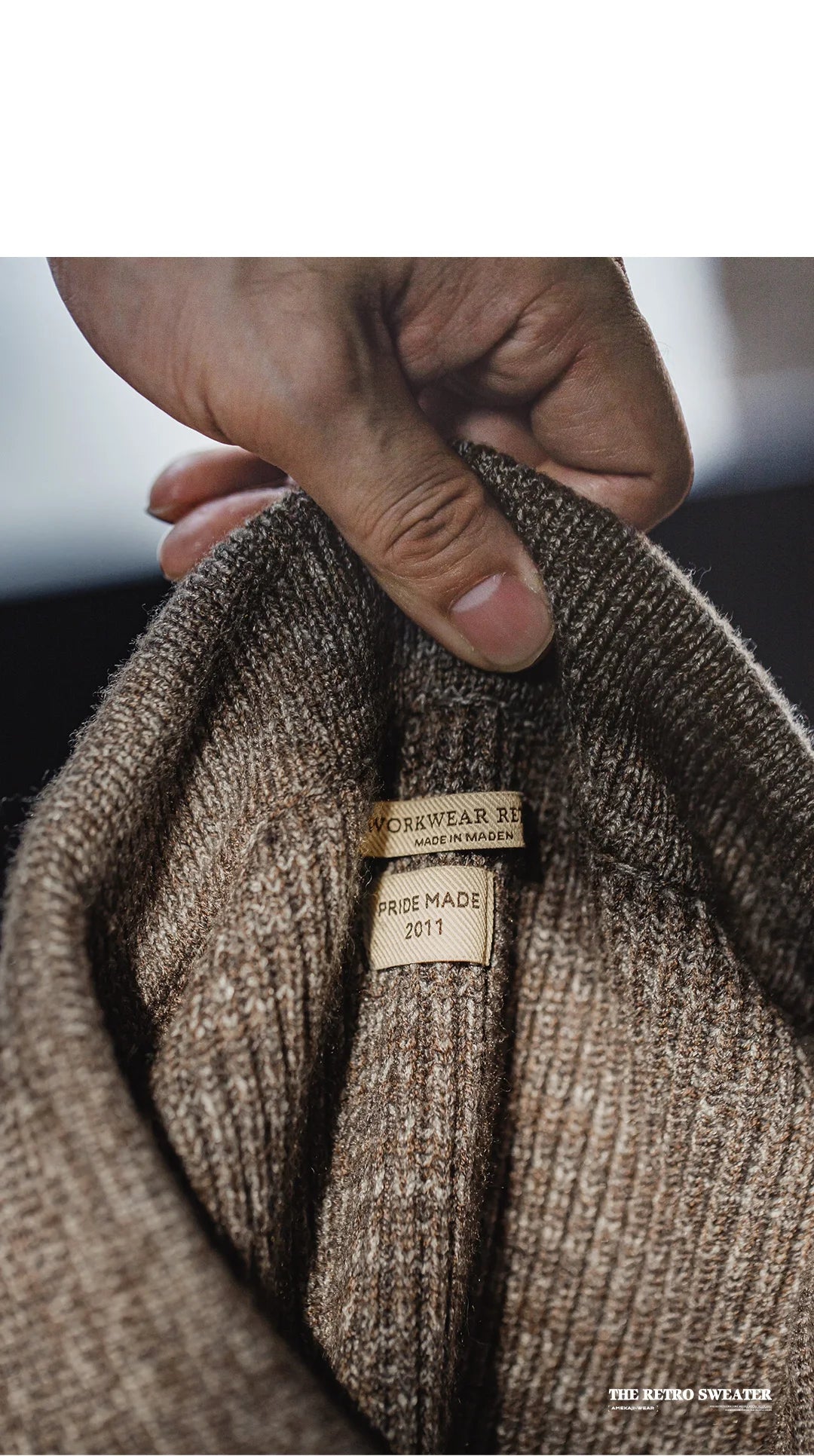 Caelen Knitted Long Sleeve Collared Sweater – Ribbed Textured Knit Jumper in Coffee Brown