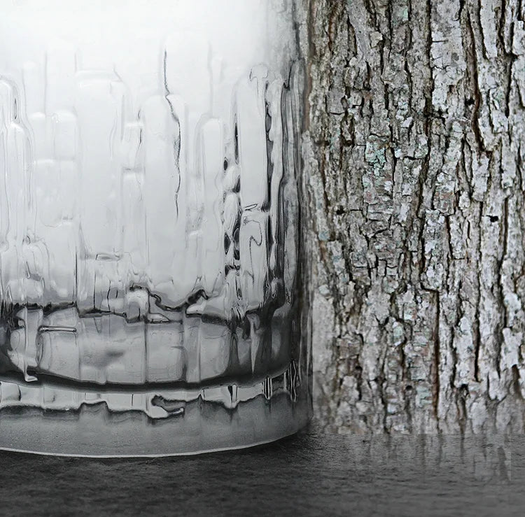 Kinoshin Bark Whisky Glass – Japanese Hammered Crystal Tumbler with Wooden Gift Box (275ml)