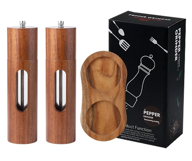 Ardena Wooden Salt & Pepper Grinder Set – Manual Adjustable Spice Mills