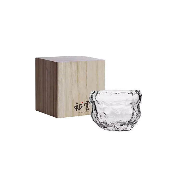 Hikari Sculpted Whisky Glass – Japanese Hand-Blown Irregular Crystal Tumbler with Wooden Gift Box | Single or 2-Piece Set