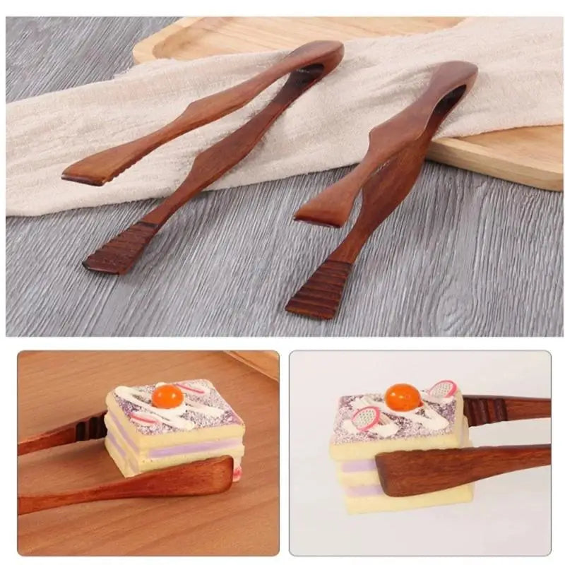 Wooden Kitchen Tongs – 1 Piece Heat Resistant Cooking & Serving Utensils for Grilling, Salad, Bread & BBQ