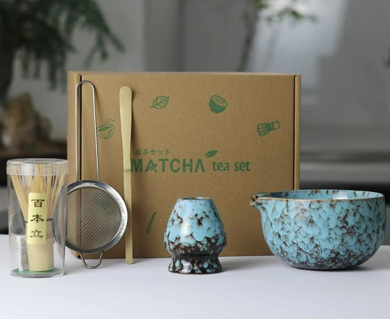 Sahori Japanese-Style Matcha Tea Set – 2, 5 or 7 Piece Matcha Bowl and Bamboo Whisk Set