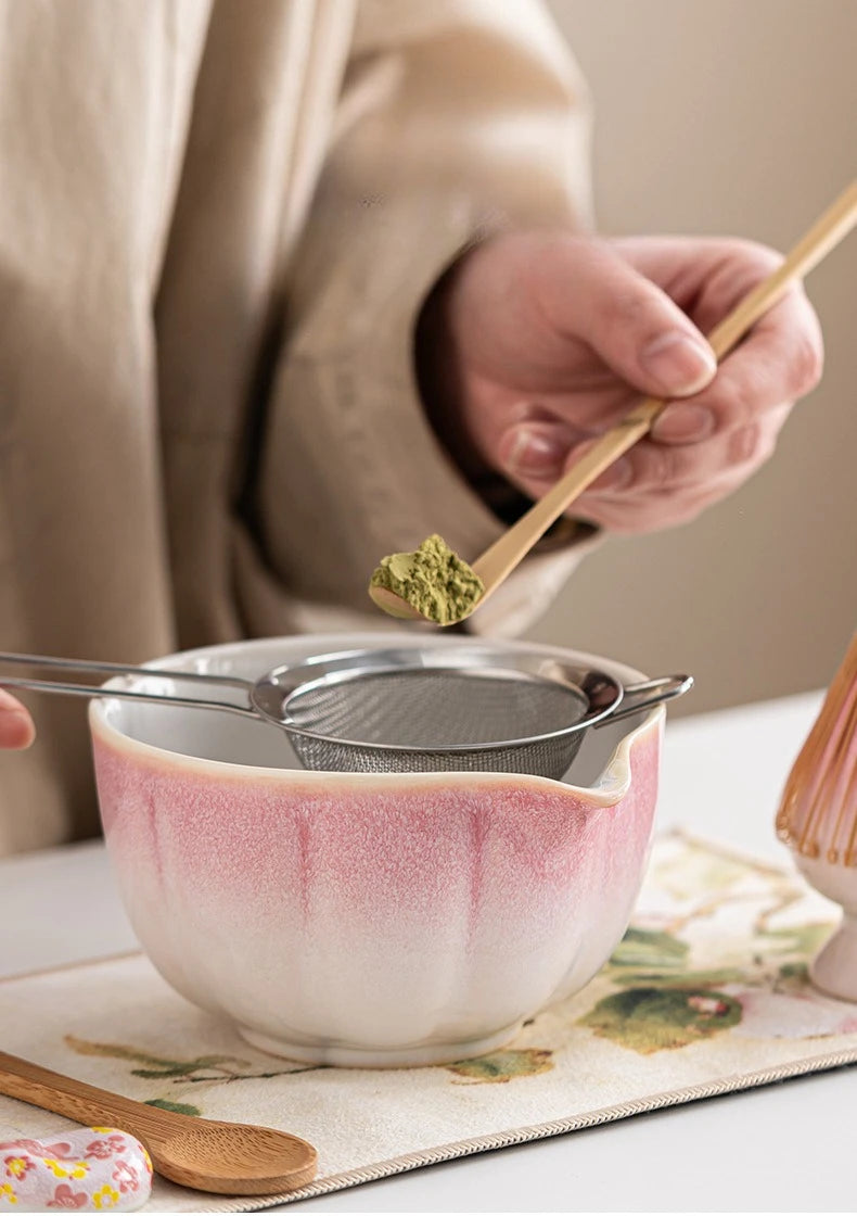 Sakura Bloom Japanese Matcha Tea Set – 8-Piece Matcha Bowl and Whisk Set with Scoop, Strainer & Holder for Traditional Matcha Making