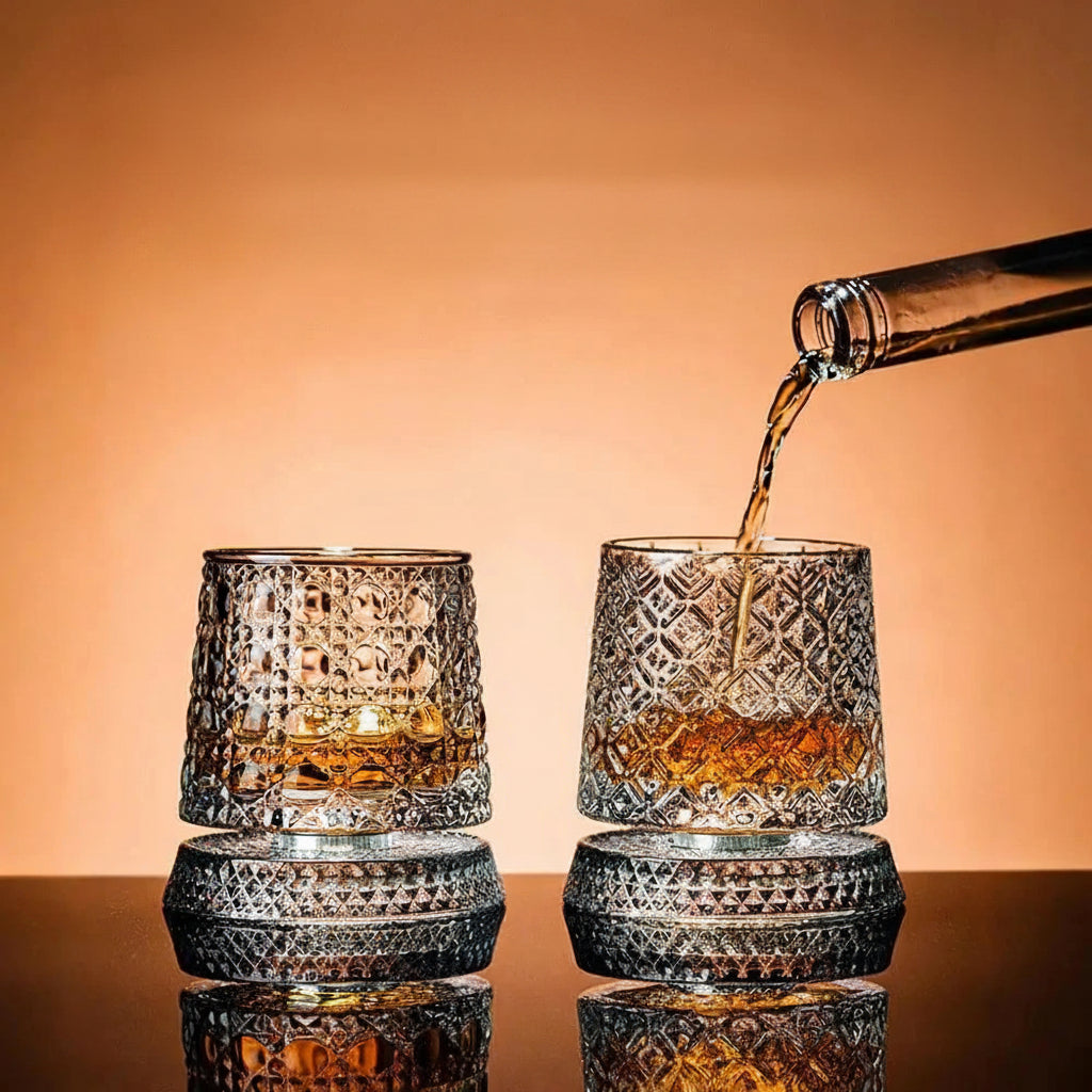 Belmont Rotating Whisky Glass Set – 2 Piece 300 ml