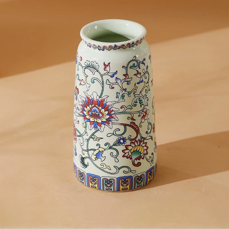 Seravelle Floral Ceramic Vase – Decorative Flower Vase for Living Room, Table Centrepiece & Home Décor (Red, Blue, Light Blue , Ivory & Yellow)