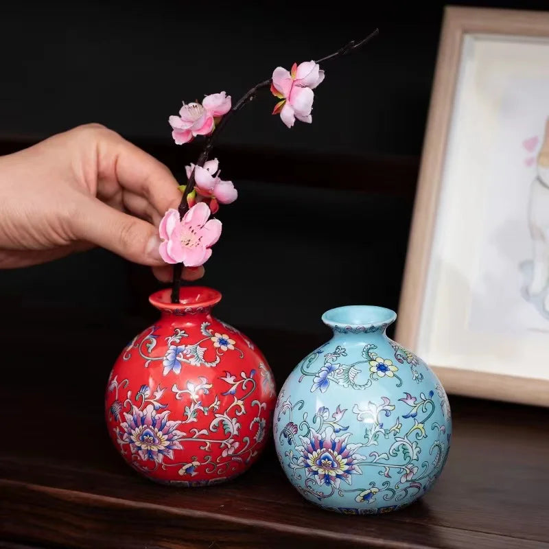 Seravelle Floral Ceramic Vase – Decorative Flower Vase for Living Room, Table Centrepiece & Home Décor (Red, Blue, Light Blue , Ivory & Yellow)