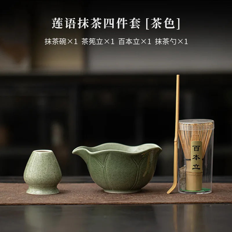 Hasu Lotus Matcha Tea Set – Japanese-Style Lotus Matcha Bowl Set with Traditional Matcha Accessories