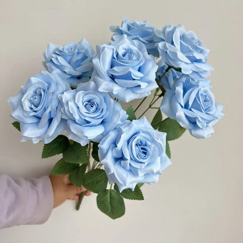 Rosara Silk Rose Bouquet – 9 Head Faux Rose Arrangement Decorative Flower Bunch