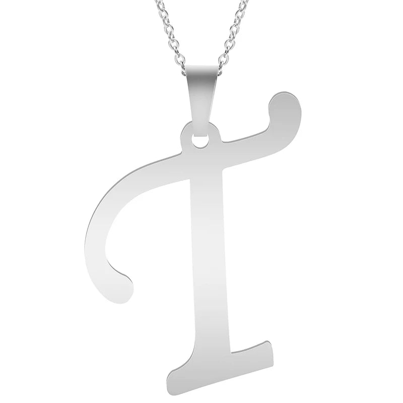 Stainless Steel Initial Necklace – Alphabet Letter Pendant Chain for Women and Men
