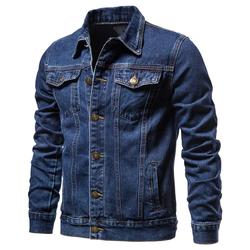 Classic Men's Denim Jacket – Button-Up Long Sleeve Jean Jacket with Pockets