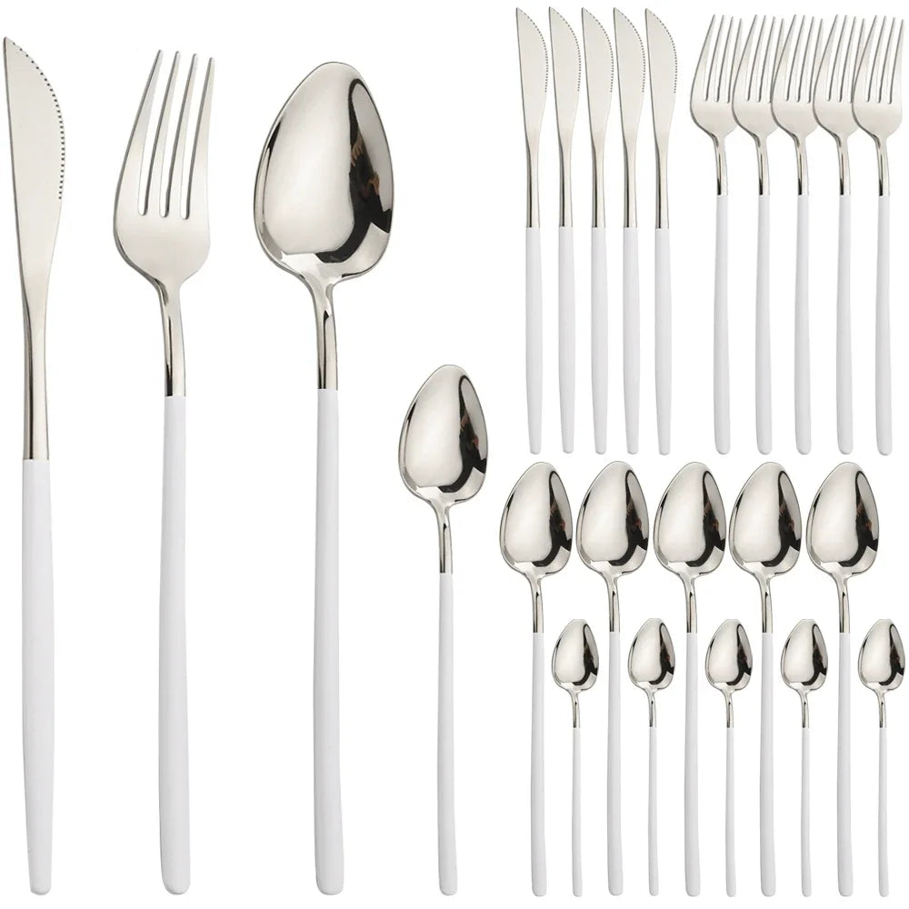 Valmere Cutlery Set – 24 Piece Stainless Steel Tableware Set with Knife, Fork, Spoon and Teaspoons