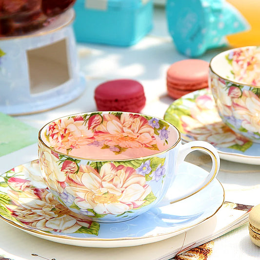 Floral Blossom Fine Teacup & Saucer Set