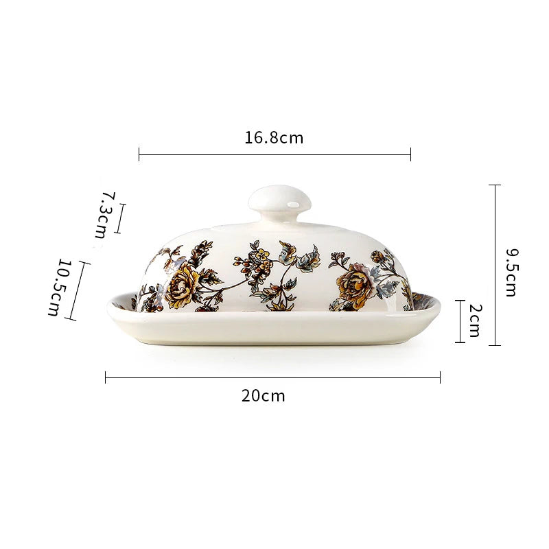 Meadow Garden Hand-Painted Ceramic Butter Dish with Lid – Covered Butter Dish Plate for Kitchen Butter Storage and Table Use