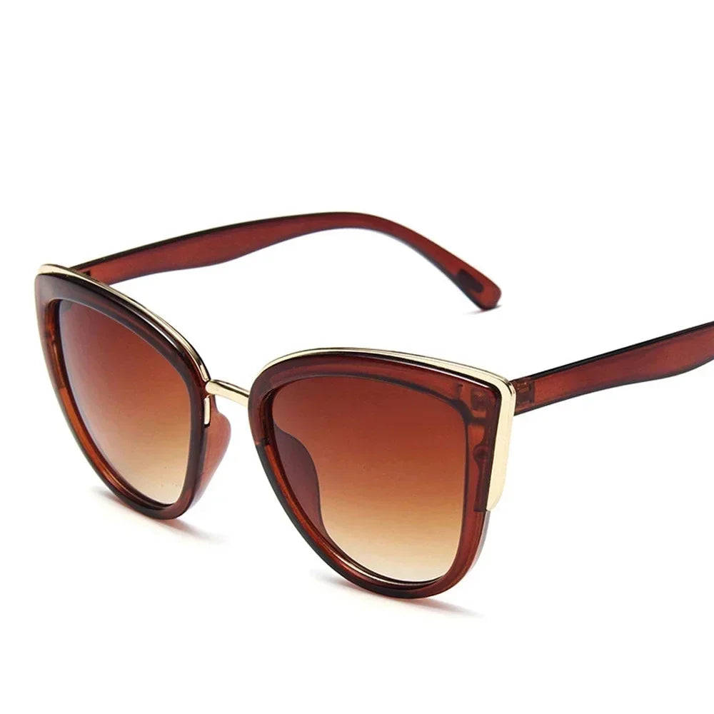 Delara Cat Eye Sunglasses – Black & Gold Gradient Lens UV Fashion Shades for Women