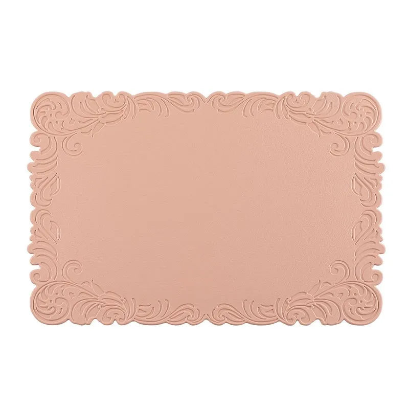 Verra Faux Leather Table Mats – Decorative Edge Non Slip Washable Dining Table Mats Set