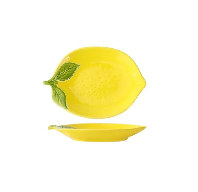 Limoné Ceramic Lemon Serving Dish – Decorative Fruit Plate, Snack Bowl and Dessert Serving Tableware