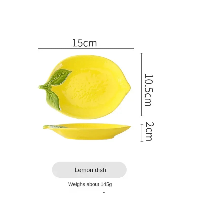 Limoné Ceramic Lemon Serving Dish – Decorative Fruit Plate, Snack Bowl and Dessert Serving Tableware