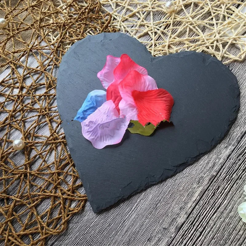 Heart Shaped Black Slate Plate – Natural Stone Cheese Board, Sushi Serving Platter, Cake & Pizza Tray for Weddings, Parties & Home Dining