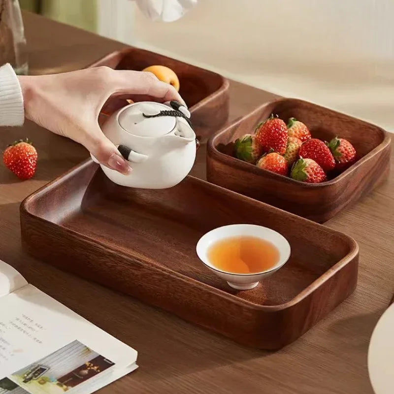 Natural Wooden Serving Trays – Solid Wood Snack, Tea & Breakfast Platters in Multiple Shapes & Sizes