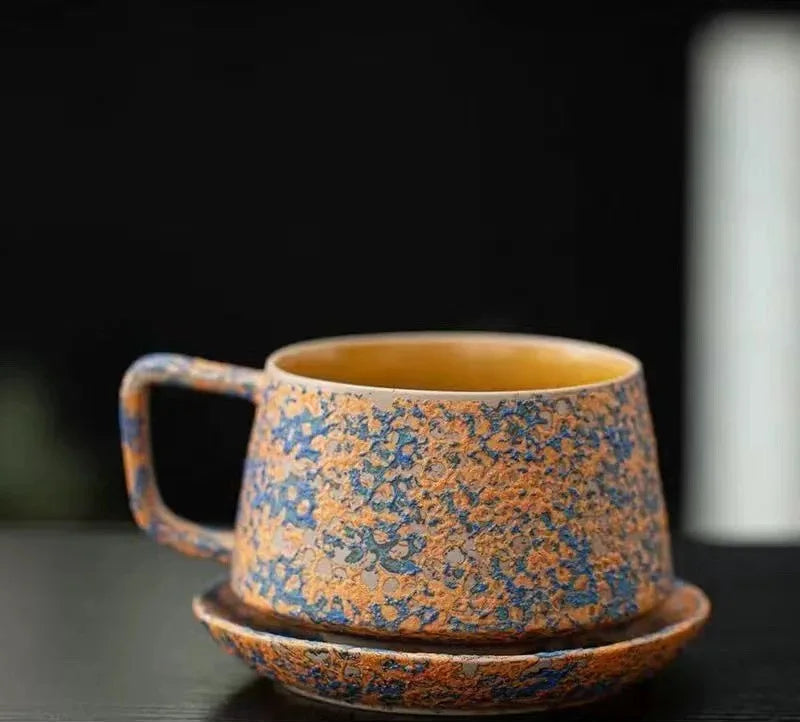 Terra Reactive Glaze Mug & Saucer Set – Ceramic Coffee Cup