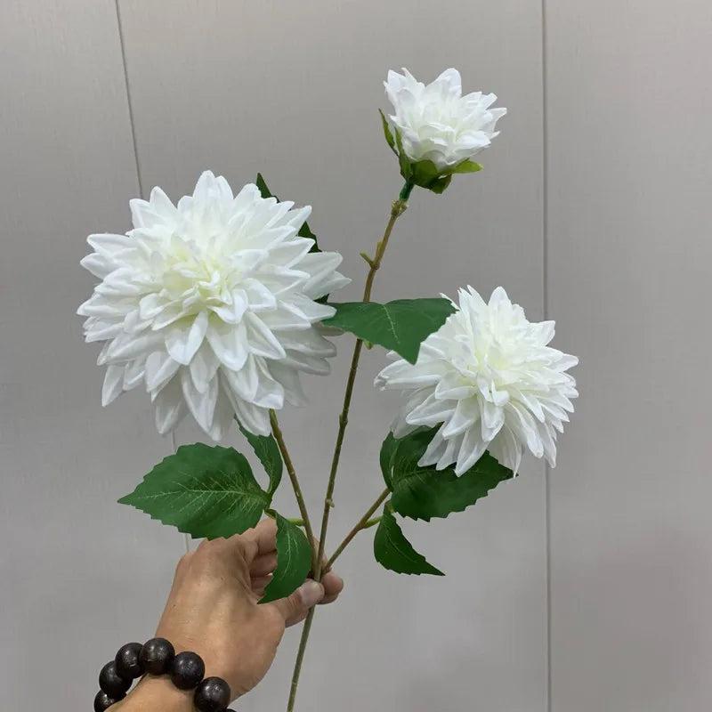 Marlowe Faux Dahlia Stem – Large Dahlia Flower Branch with Multi-Head Blooms for Vase Arrangements and Home Décor