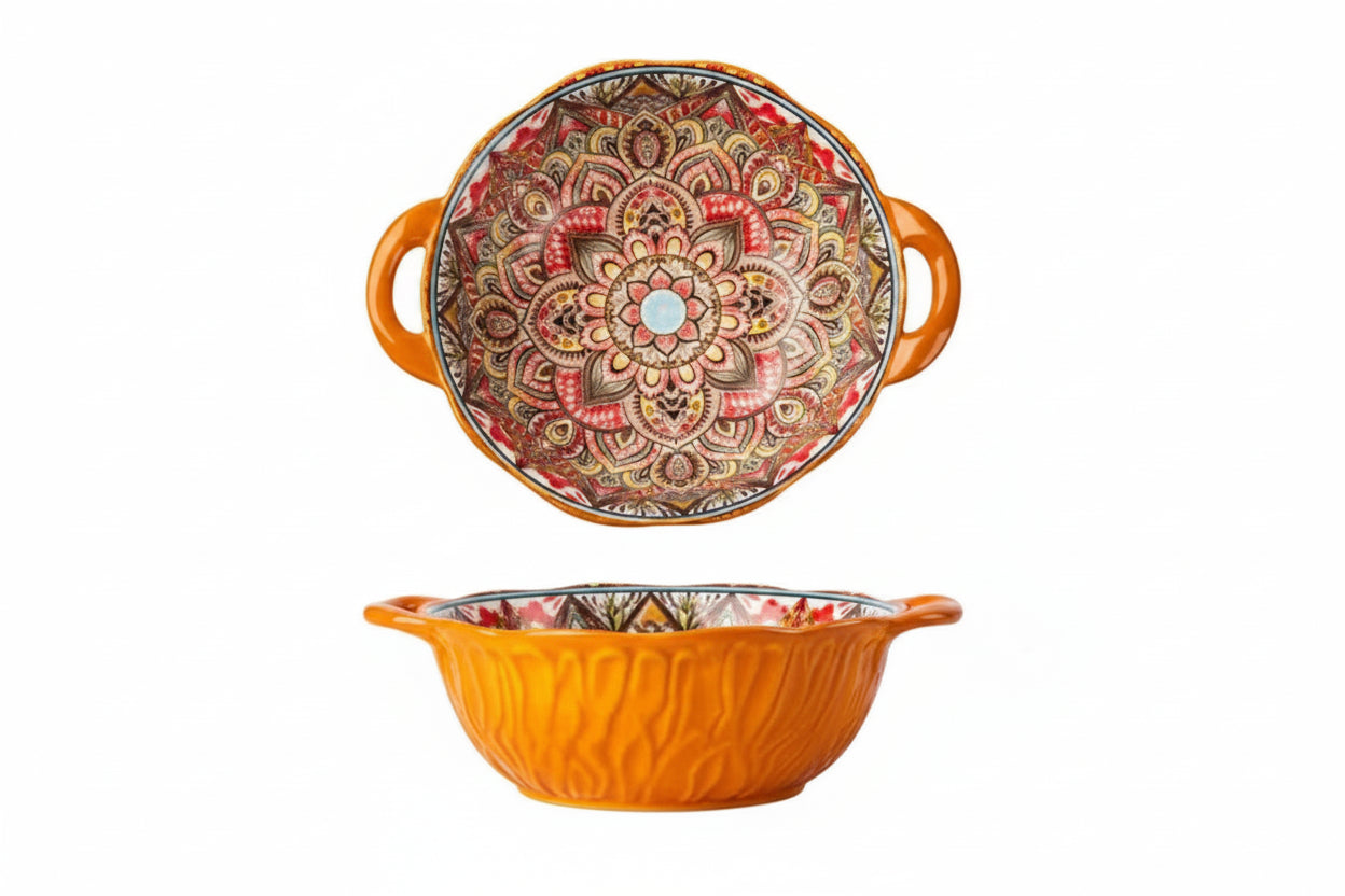 Narelle Bohemian Ceramic Serving Dish & Oven Plate – Patterned Bakeware for Roasting, Baking and Table Serving