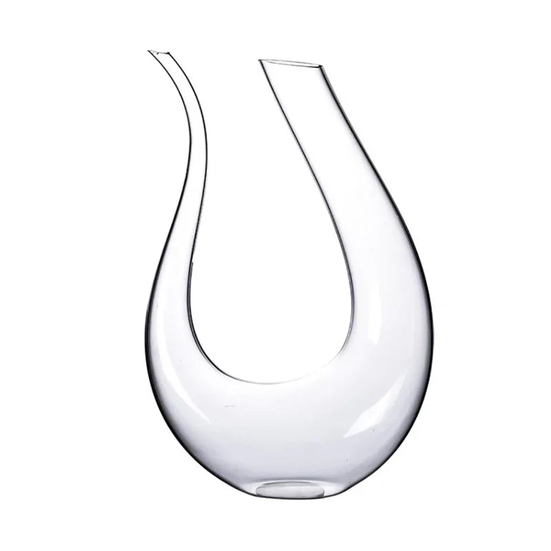 Hand-Blown Crystal Wine Decanter – 1.5L - U-Shaped Aerator Carafe for Red & White Wine