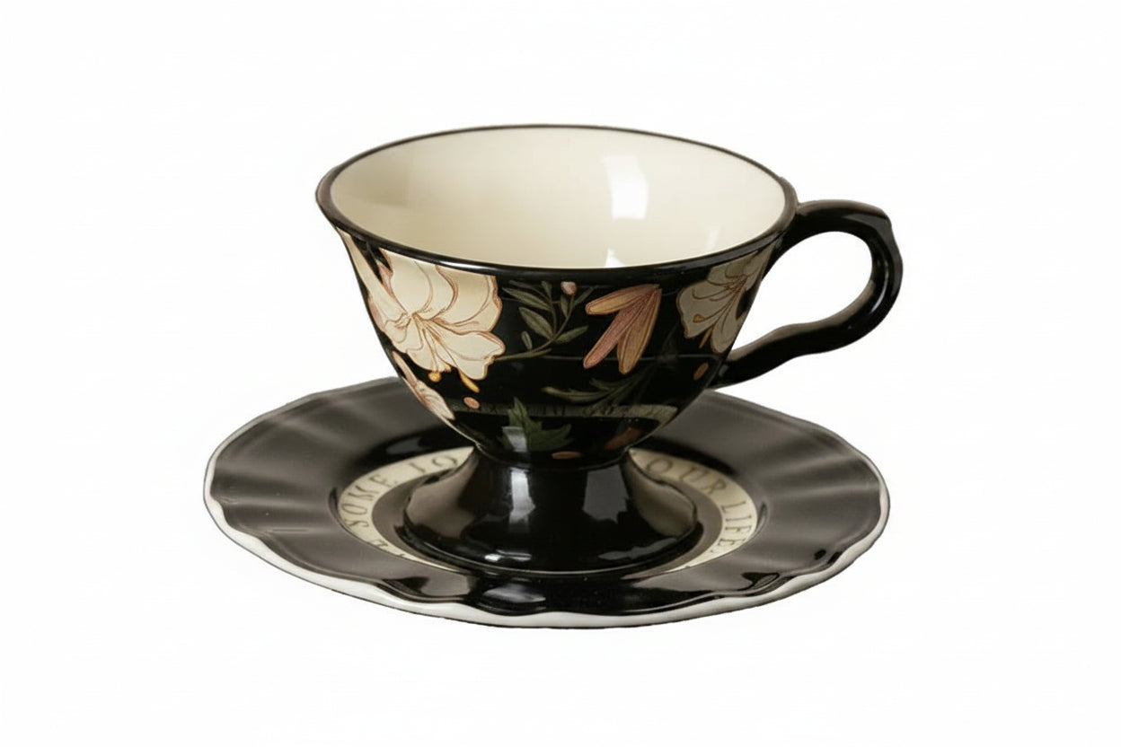 Marais Fine Bone China Tea Cup & Saucer Set – Vintage Floral Coffee & Afternoon Tea Cup