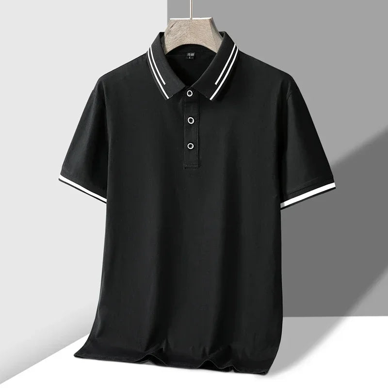 Men’s Short Sleeve Polo Shirt with Collar – Casual Cotton T-Shirt for Summer in White, Black, Grey or Green – Smart Fit Top
