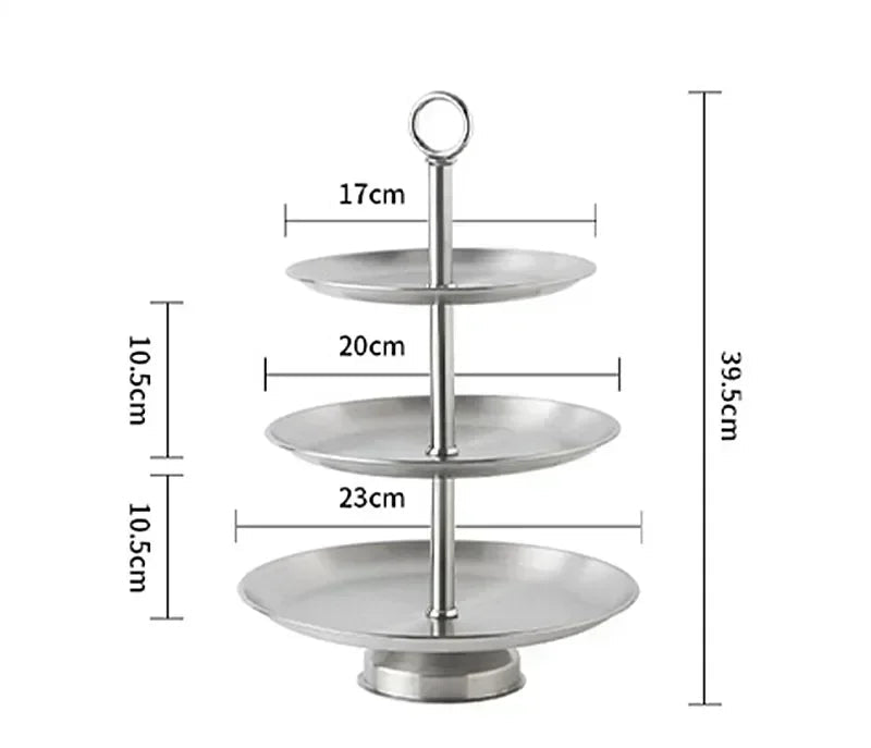 Stainless Steel 2/3 Tier Serving Stand – Gold & Silver Tiered Cake Stand for Afternoon Tea, Weddings & Parties, Fruits, Snacks