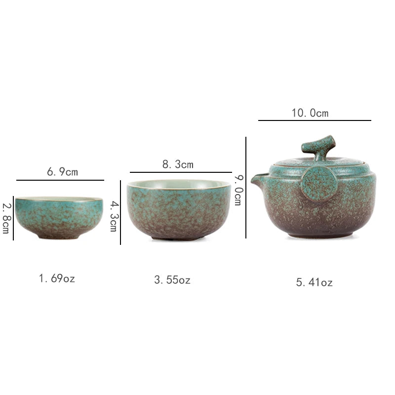 Mori Handmade Portable Tea Set – Ceramic Travel Tea Set with Teapot and Cups, Compact Tea Set with Case, Tea Gift Set