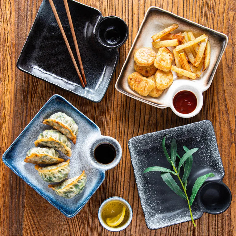 Namiya Ceramic Dumpling Serving Plate – Dipping Sauce, Sushi & Snack Dish