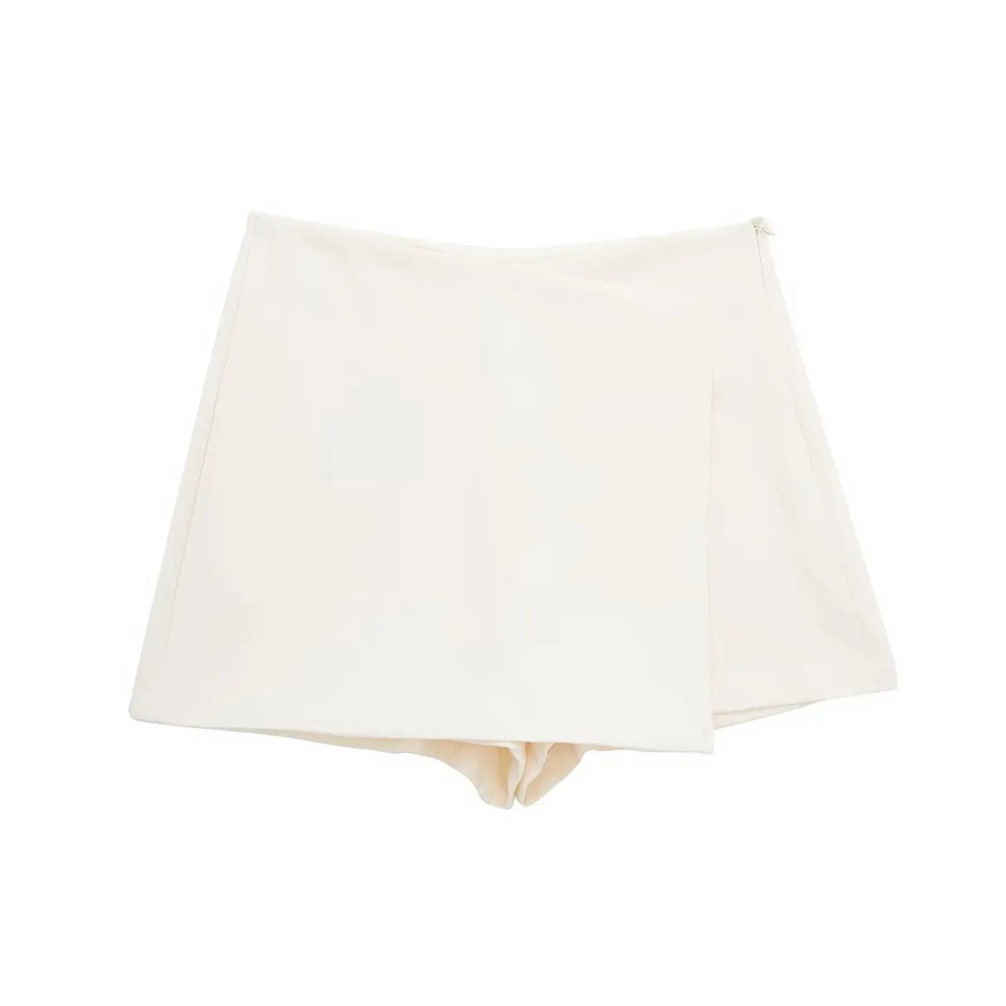 Sorlette Asymmetric Wrap Skort – High Waist Mini Skirt Shorts for Women in Cream, Blue, Black, Brown & Purple