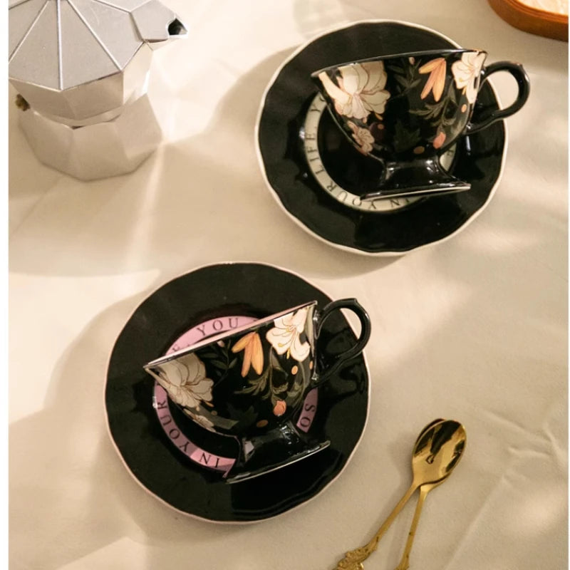 Marais Fine Bone China Tea Cup & Saucer Set – Vintage Floral Coffee & Afternoon Tea Cup